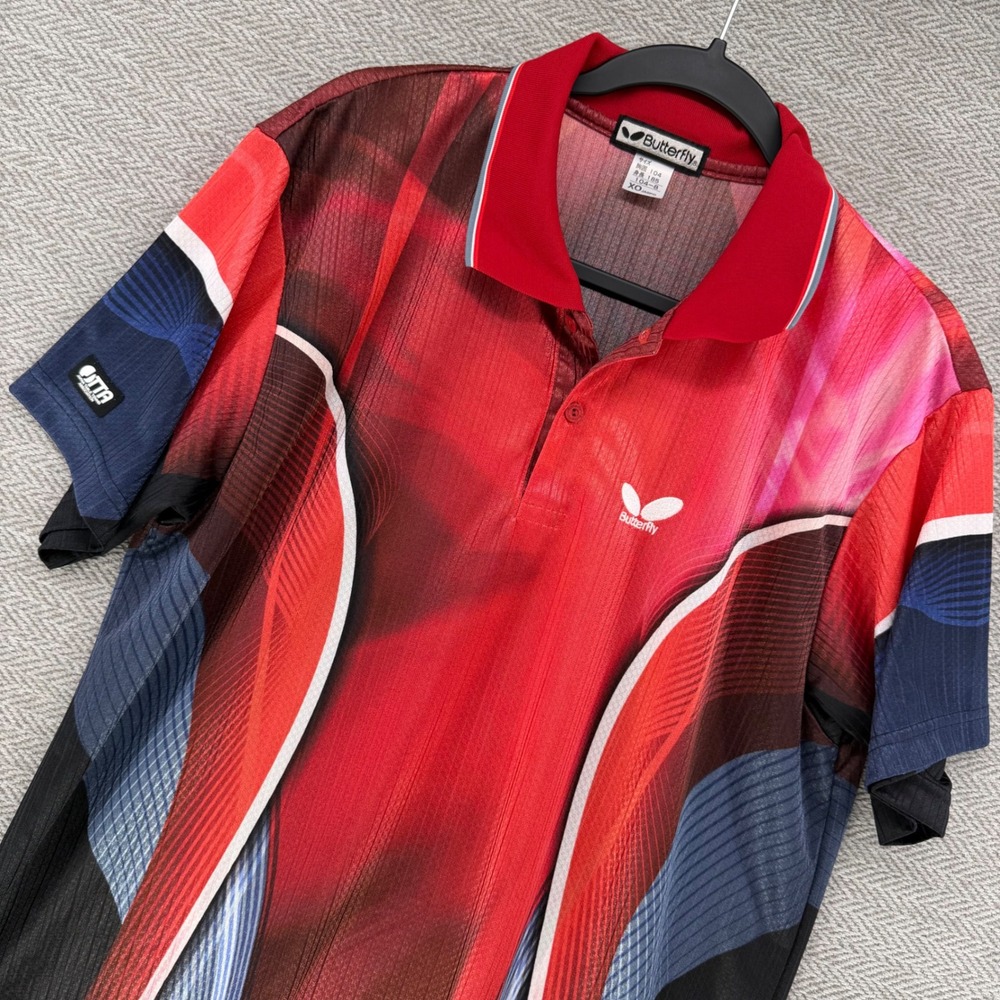 Butterfly Polo Jersey XO Red Polyester JTTA Japan Table Tennis Athletic Shirt